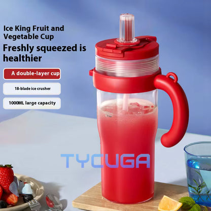 BlendX Titan 18-Blade Juicer Cup – 1000ml Dual-Lid Wireless Ice-Crushing Blender
