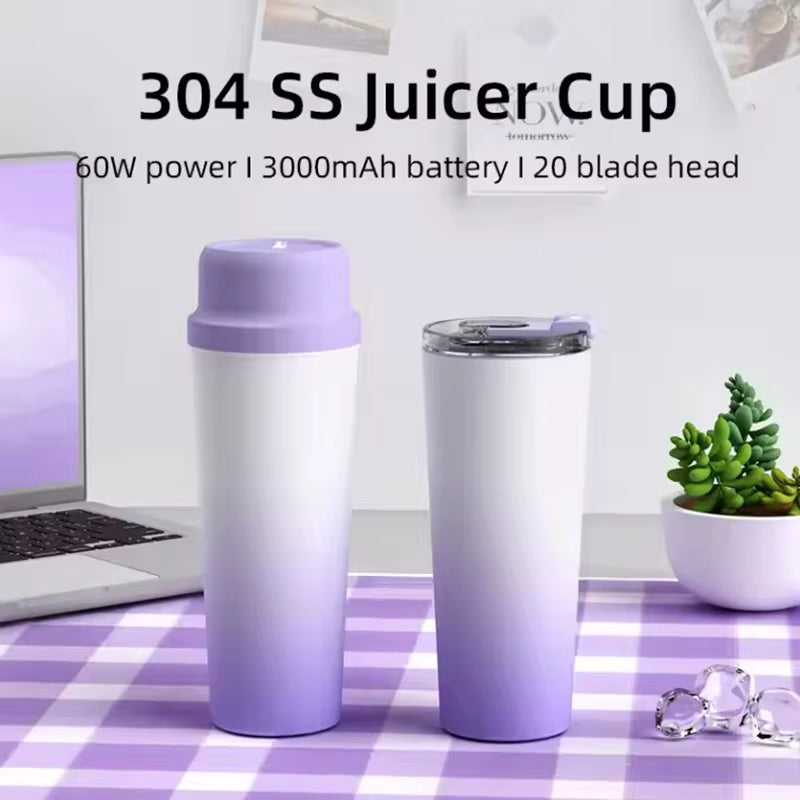 BlendX Pro 304 Stainless Steel Juicer Cup – 20-Blade Wireless Portable Mixer