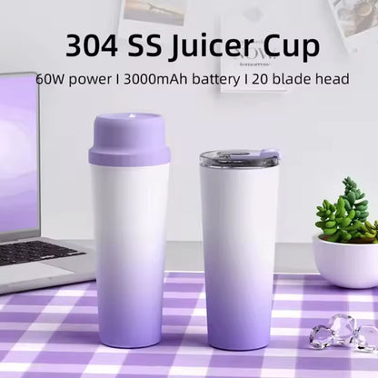 BlendX Pro 304 Stainless Steel Juicer Cup – 20-Blade Wireless Portable Mixer